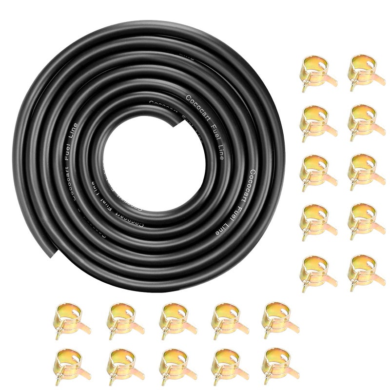 CocoMocart 1/4 Inch ID Fuel Line Hose 10FT 1/4" NBR Rubber Hose with clamps for Kawasaki Kohler Briggs & Stratton Small Gas Diesel Powersports Engines - Image 1